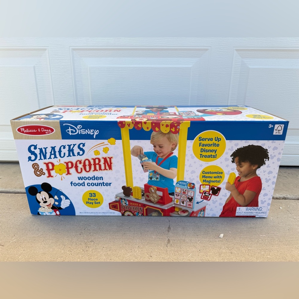 Melissa and Doug DISNEY MICKEY snacks and popcorn cart BRAND NEW NEVER OPENED
